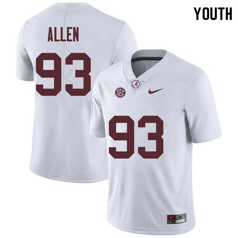Alabama Crimson Tide Youth Jonathan Allen #93 White NCAA Nike Authentic Stitched College Football Jersey TT16U45SS